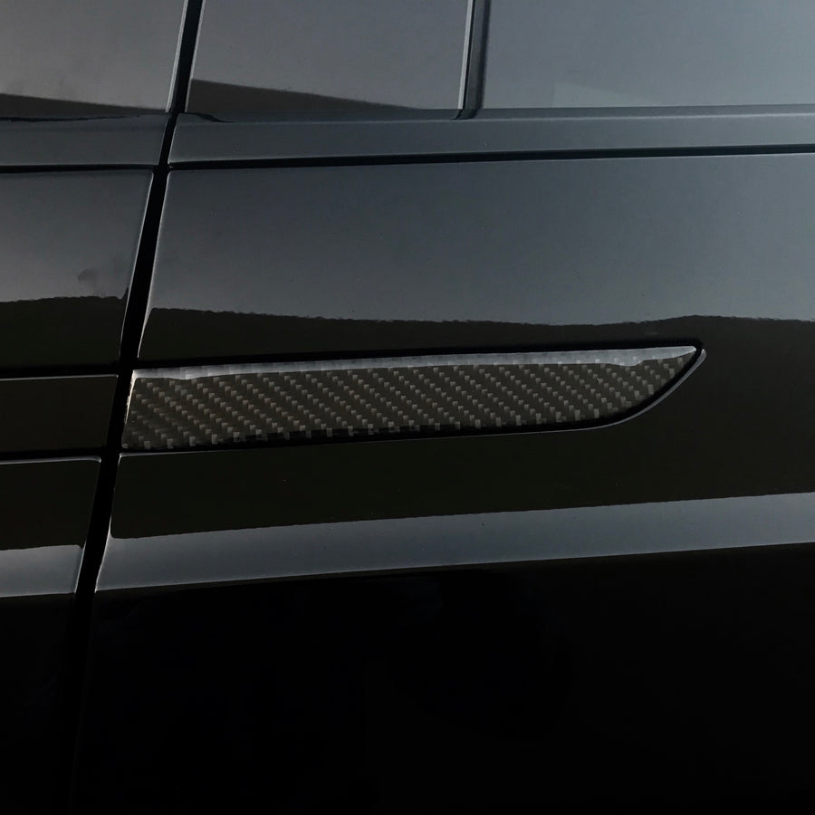 Model X Door Handle Overlay - Urethane Carbon Fiber