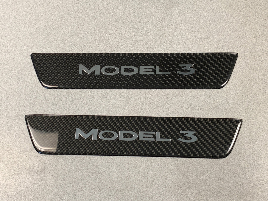 Model 3 Molded Carbon Fiber Rear Door Sill Covers (1 Pair)