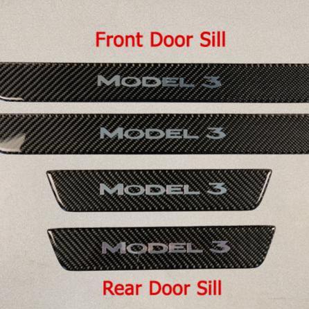 Model 3 Molded Carbon Fiber Rear Door Sill Covers (1 Pair)