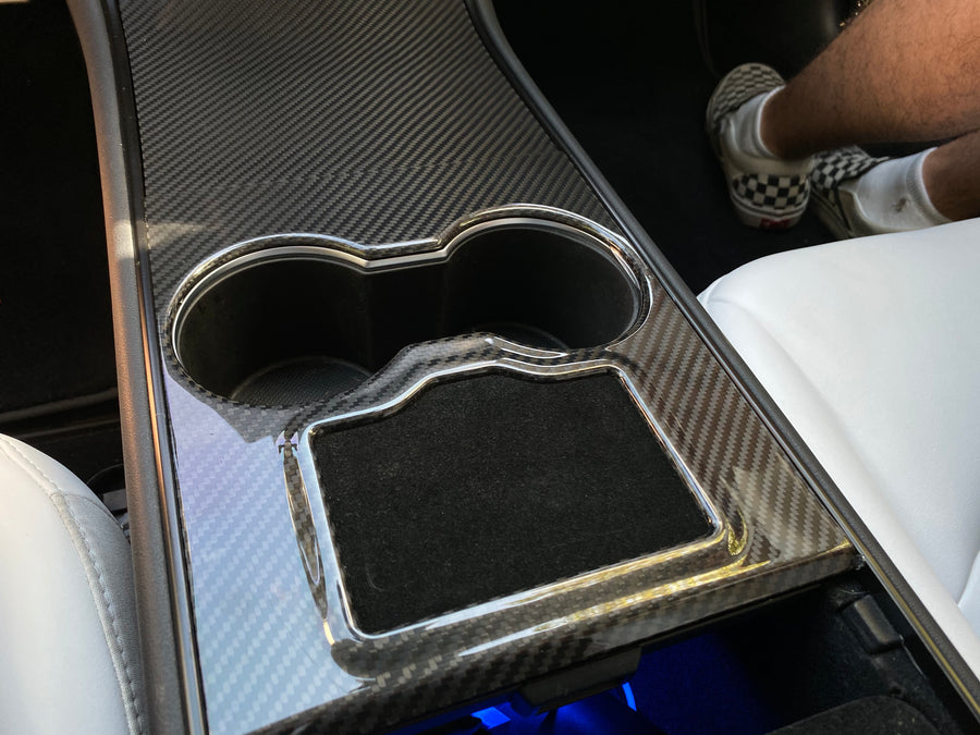 Model 3 & Y Center Console Overlays (Gen. 1) - Real Molded Carbon Fiber